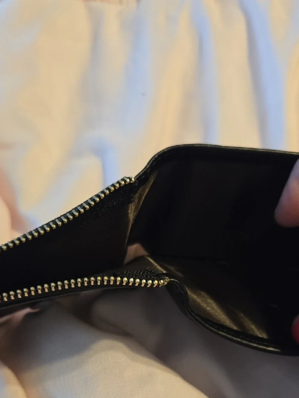 Black Leather Zip Card Holder Wallet